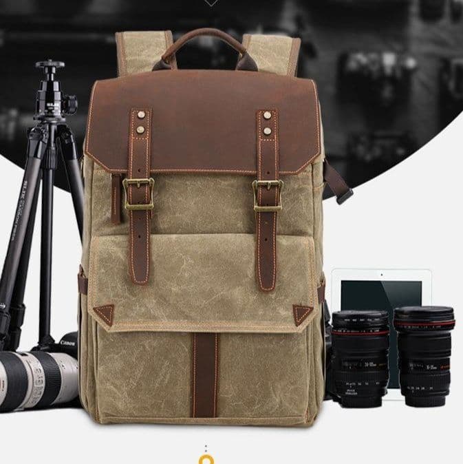 カメラ バッグ 本格派写真家向け帆布製大容量カメラリュック